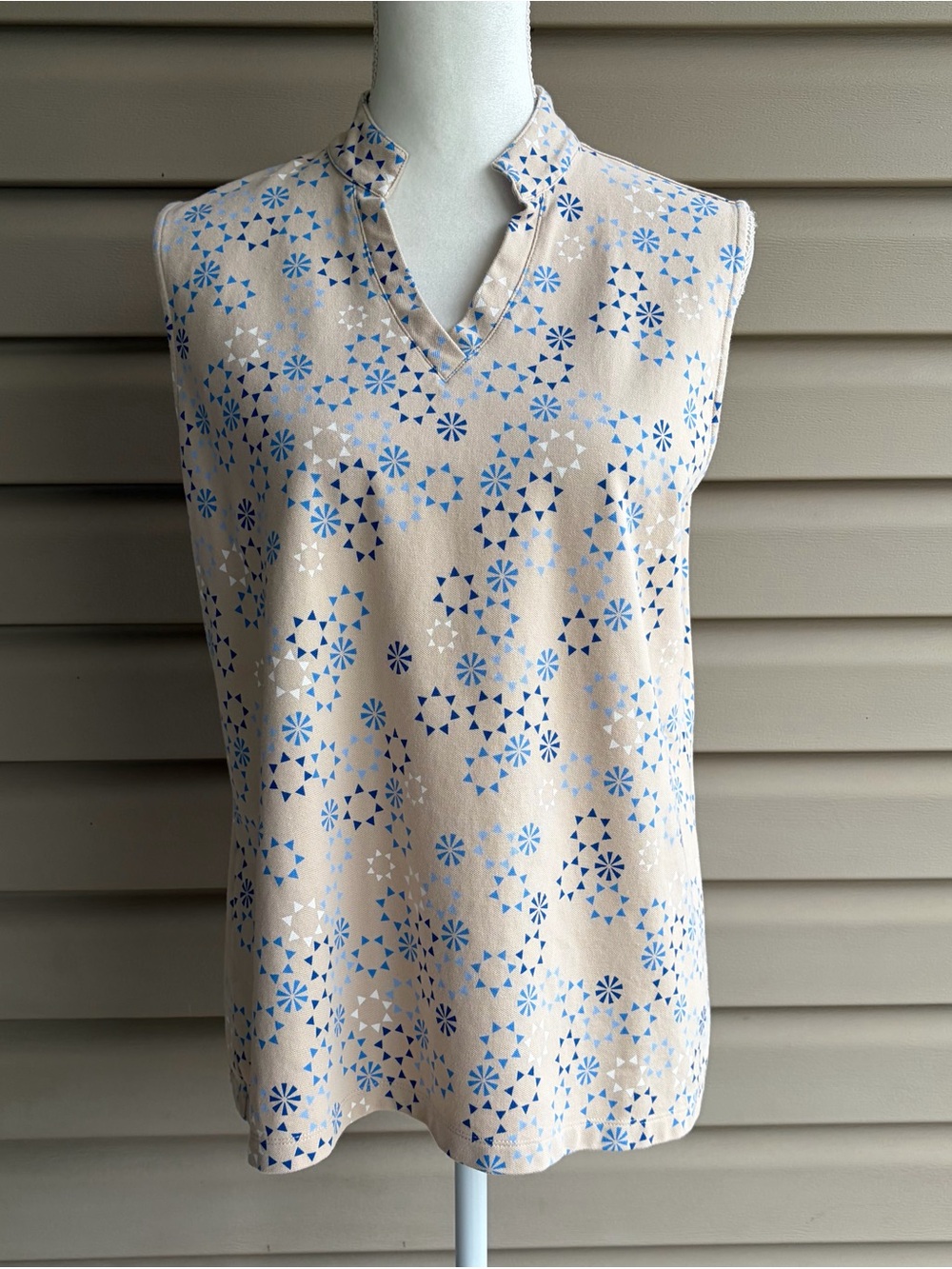 •IZOD• Stretch Sleeveless Geometric Print Golf Polo Top – Size XL